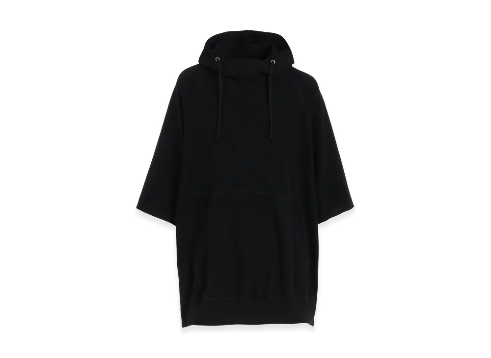 S'YTE Cotton Gauze Short-Sleeved Big Hoodie With Side Zippers "Black"