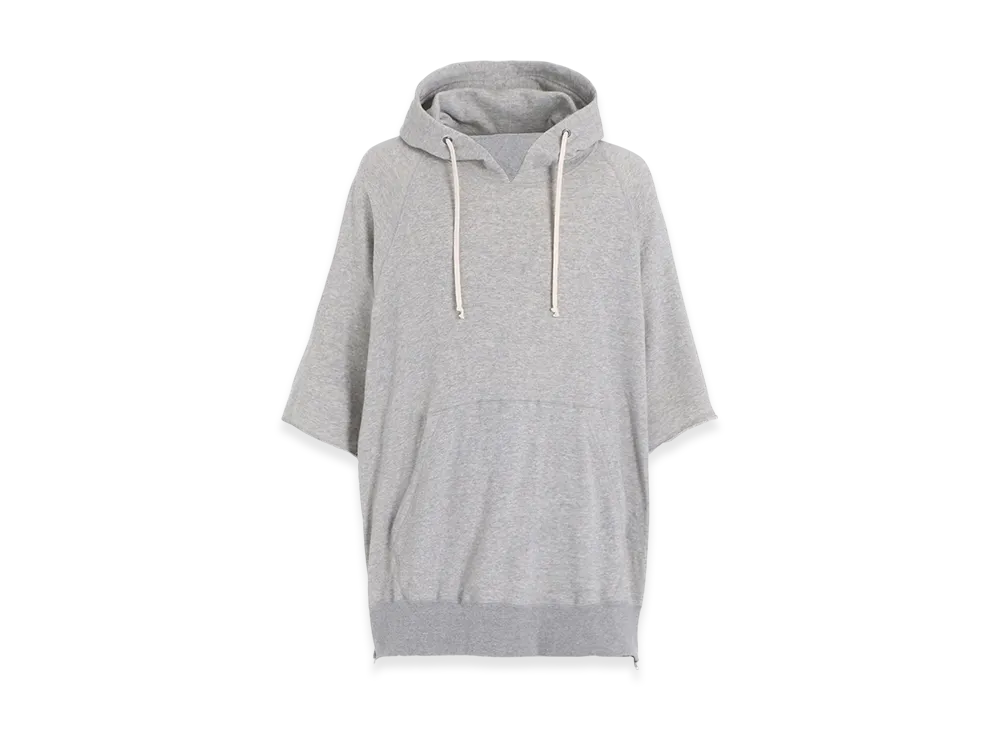 S'YTE Cotton Gauze Short-Sleeved Big Hoodie With Side Zippers "Gray"
