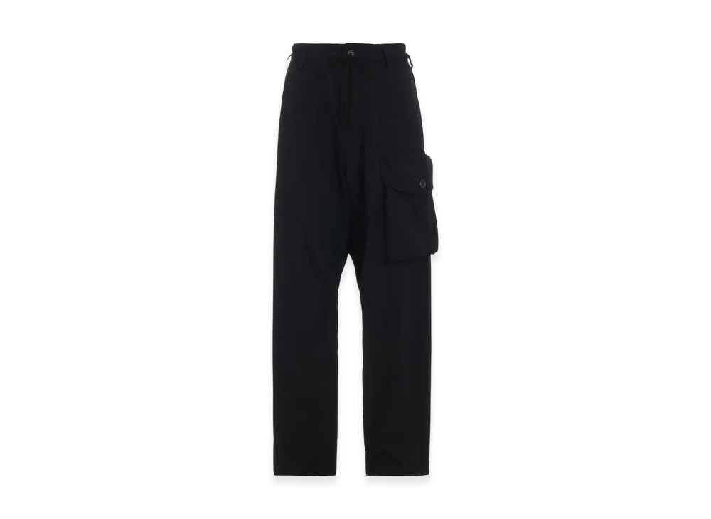 S'YTE Washer Wool Gabardine Waist-String Pocket Pants "Black"