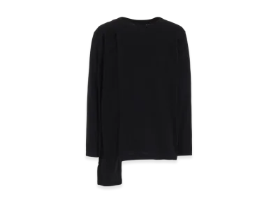 S'YTE Cotton Jersey Crape de Chine Asymmetrical L/S T-Shirt "Black"