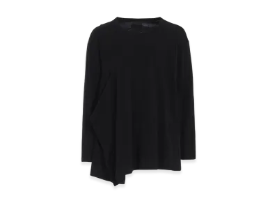 S'YTE Cotton Jersey Fabric Switch L/S Draped T-Shirt "Black/Black"