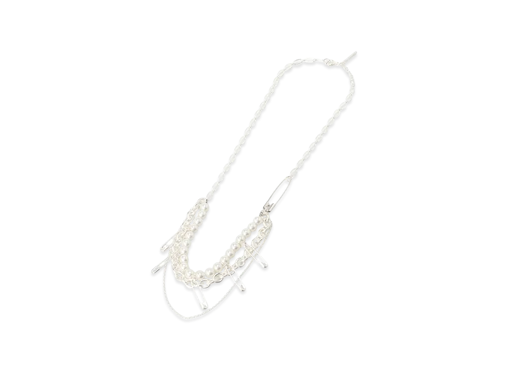 S'YTE Safety Pins Imitation Pearl Necklace "White"