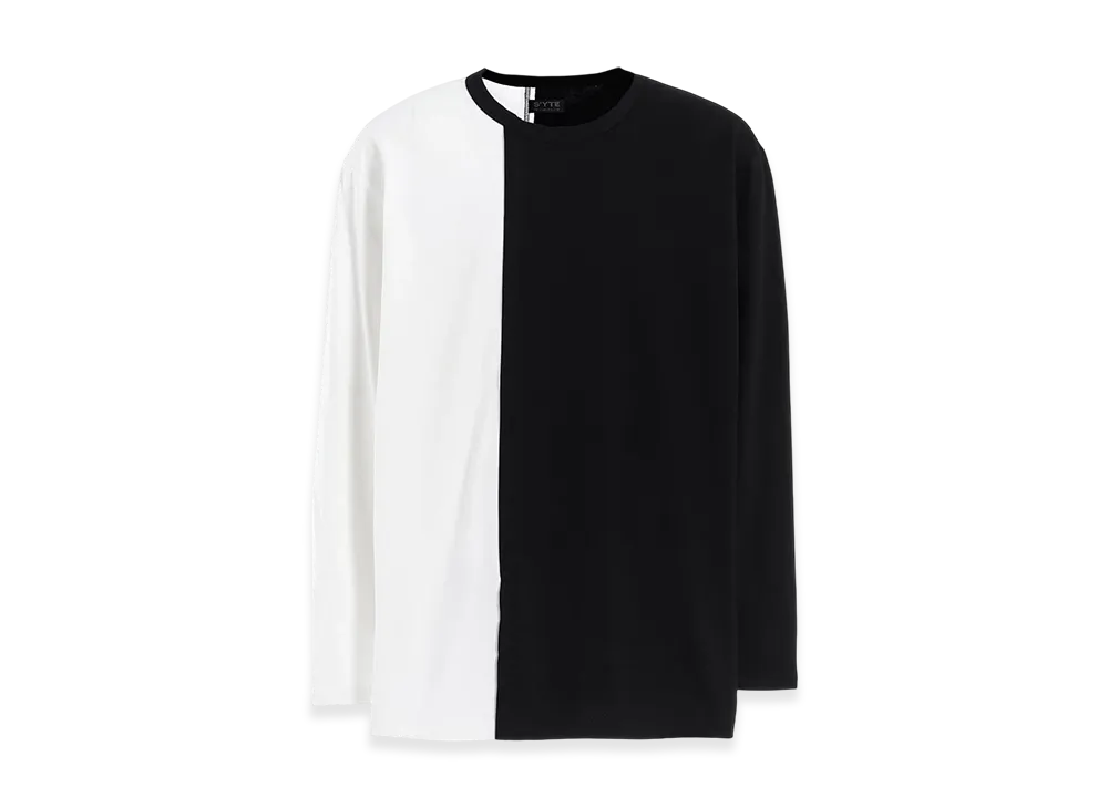S'YTE Bicolor Long-Sleeved T-Shirt With Hem Slits "Black/White"