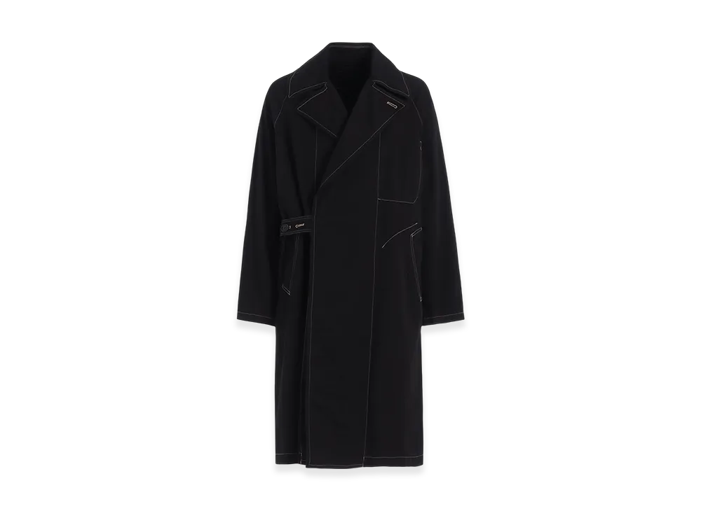 S'YTE Cotton Twill Garment Dyed Tie-Locken Coat "Black"