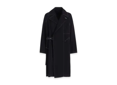 S'YTE Cotton Twill Garment Dyed Tie-Locken Coat "Navy"