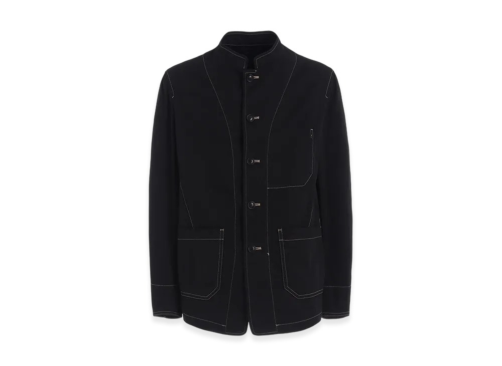 S'YTE Cotton Twill Garment Dyed Stand Collar Jacket "Black"