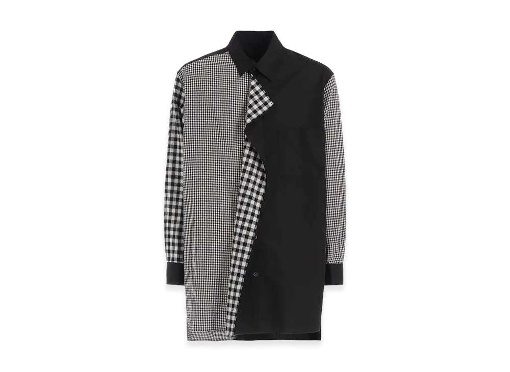 S'YTE Gingham Check Combination Draped Shirt "Black"