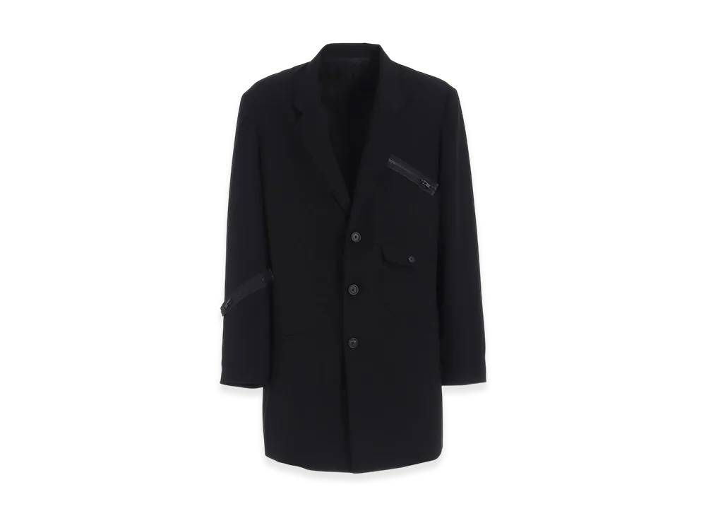 S'YTE Pe/Gabardine Zipper-Taped Long Jacket "Black"