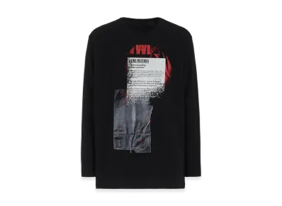 S'YTE YY Message Collage Red Graphic Long-Sleeved T-Shirt "Black"