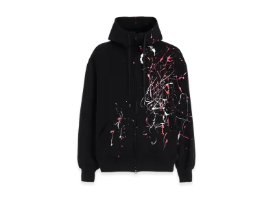 S'YTE French Terry Splash Painted Zip-Up Hoodie "Black/Red"
