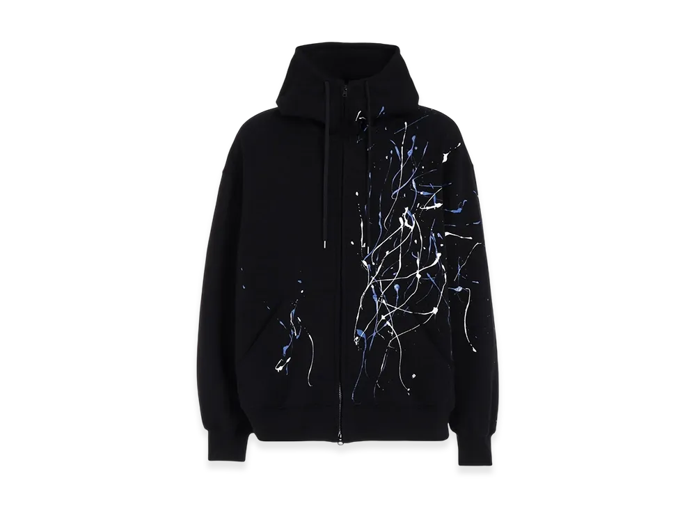 S'YTE French Terry Splash Painted Zip-Up Hoodie "Black/Blue"
