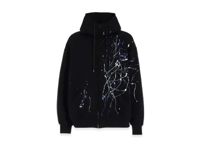 S'YTE French Terry Splash Painted Zip-Up Hoodie "Black/Blue"