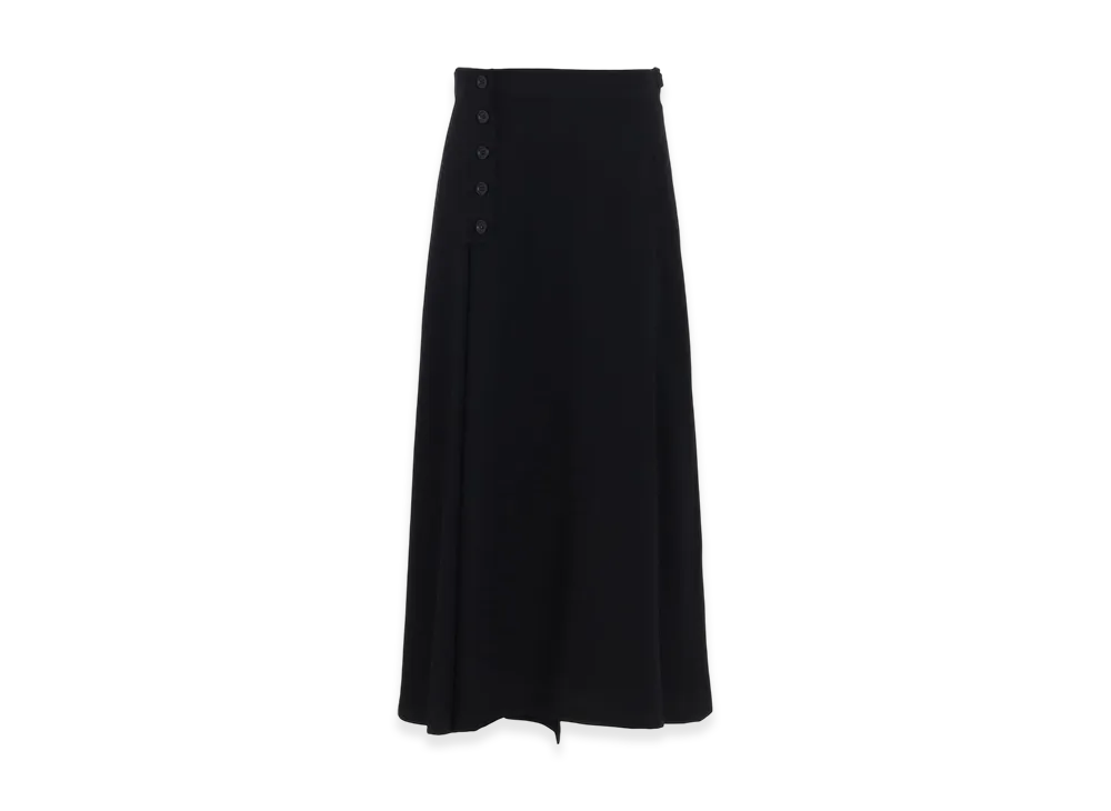 S'YTE Washer Wool Gabardine Buttoned Skirt "Black"