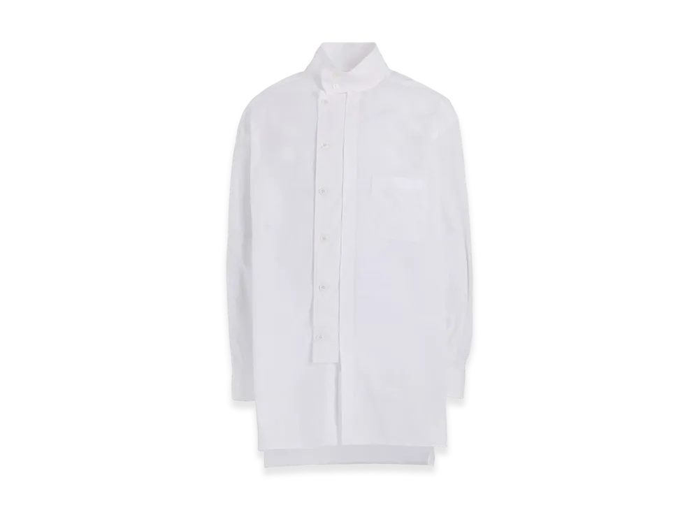 S'YTE Cotton Broad Multi-Buttoned Sleeves Stand Collar Shirt "White"