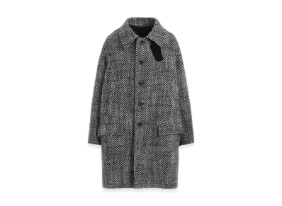 S'YTE Herringbone Tweed Oversized Soutien Collar Coat "Black"