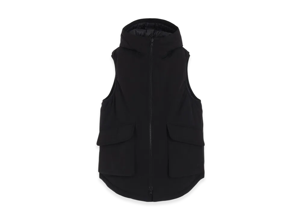 S'YTE Water-Repellent Stretch Taffeta Puffer Hooded Vest "Black"