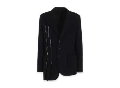 S'YTE Wool Viyella Asymmetrical Pleated Jacket "Black"