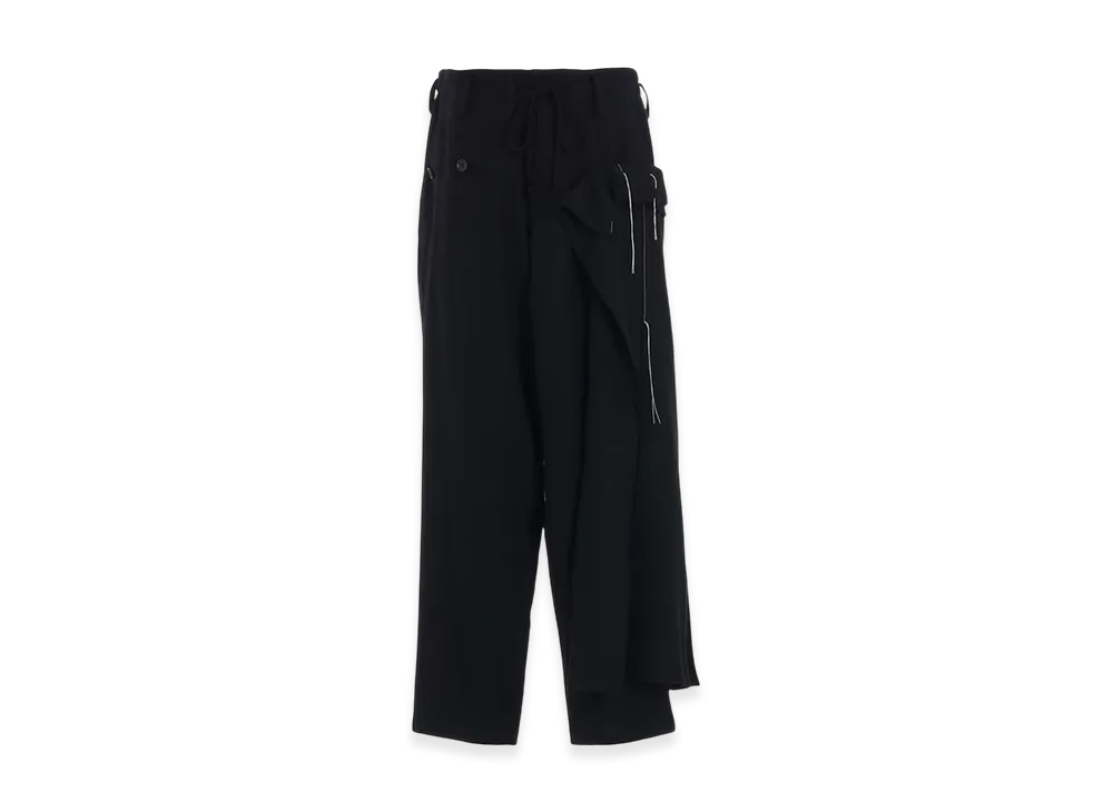 S'YTE Wool Viyella Pleated Wrap Pants "Black"