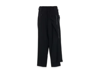 S'YTE Wool Viyella Pleated Wrap Pants "Black"