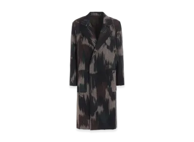 S'YTE Camouflage Tweed Double-Breasted Snap Button Long Coat "Khaki"