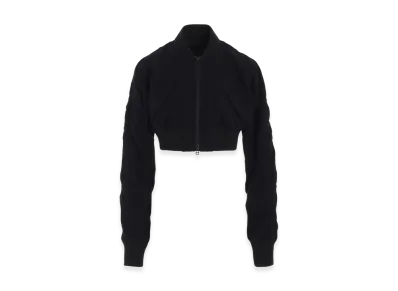 S'YTE Fulling Finished Shadow Check Cropped Bomber Jacket "Black"