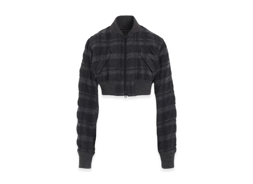 S'YTE Fulling Finished Shadow Check Cropped Bomber Jacket "Gray"