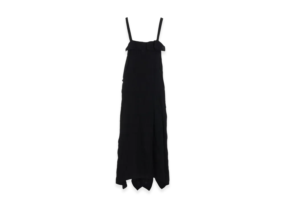 S'YTE Fulling Finished Shadow Check Pleated Shoulder Strap Dress "Black"