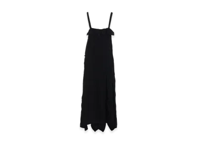 S'YTE Fulling Finished Shadow Check Pleated Shoulder Strap Dress "Black"