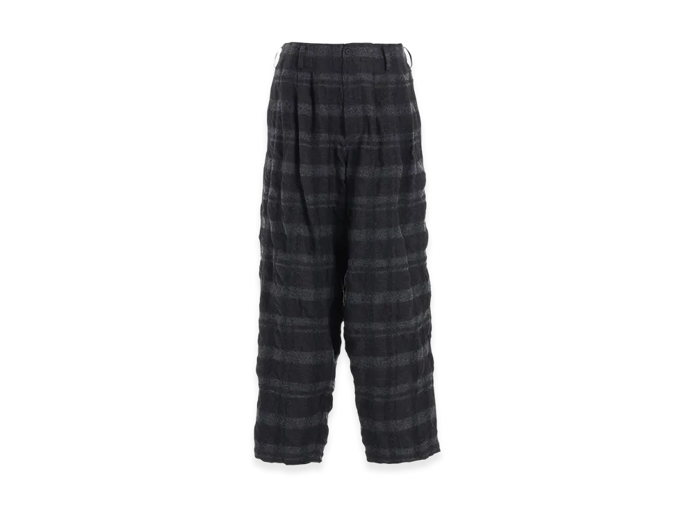 S'YTE Fulling Finished Shadow Check 3-Tuck Wide Trousers "Gray"