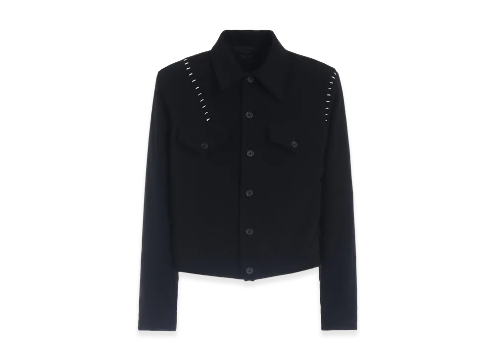 S'YTE Vintage Flannel Trucker Jacket With Blanket Stitch "Black"