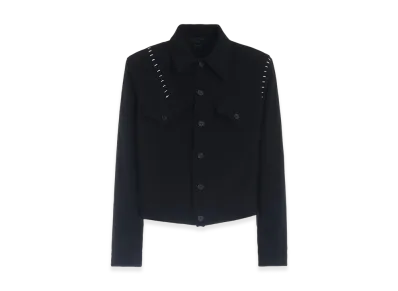 S'YTE Vintage Flannel Trucker Jacket With Blanket Stitch "Black"