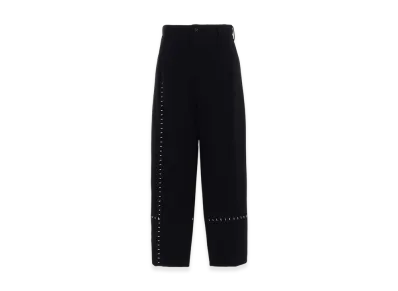 S'YTE Vintage Flannel 2-Tuck Wide Pant With Blanket Stitch "Black"