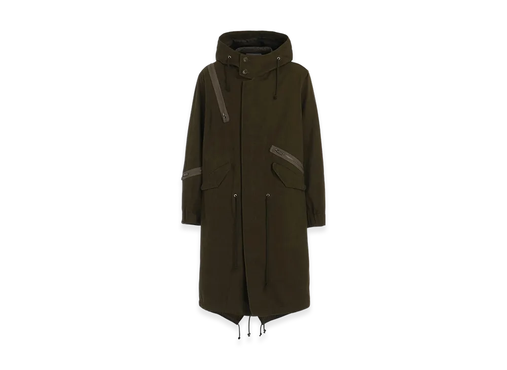 S'YTE Cotton Drill Zipper Mods Coat "Khaki Green"