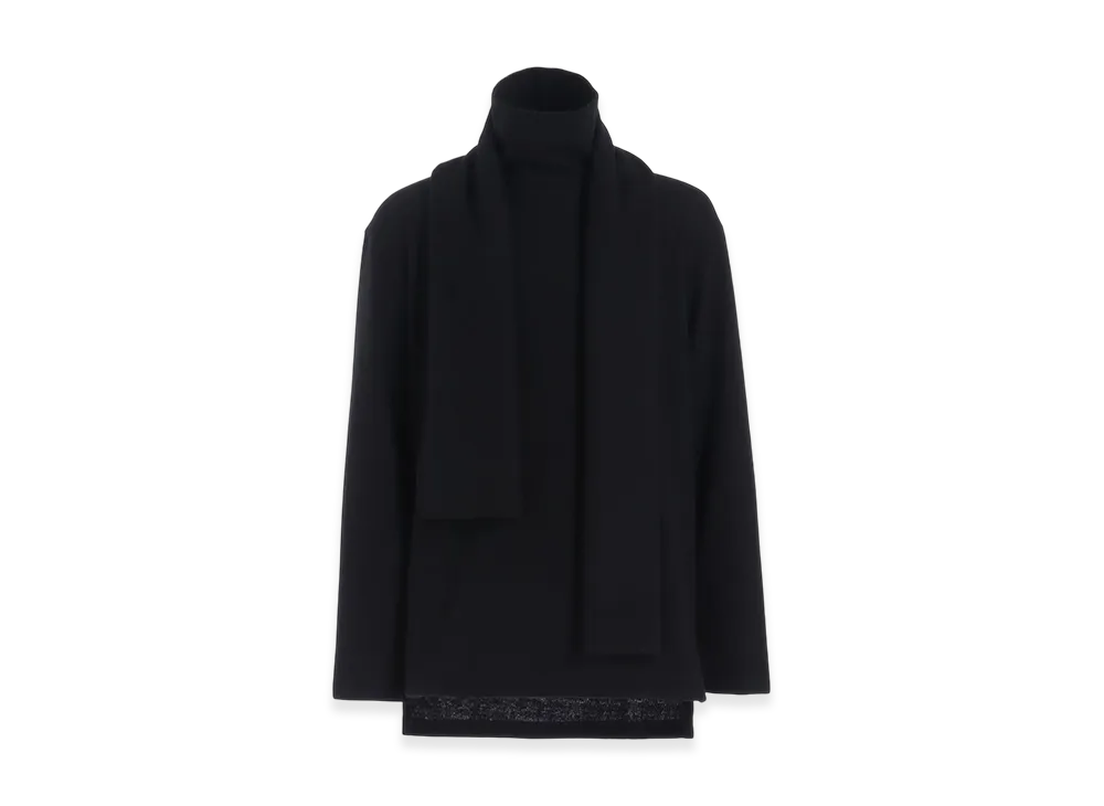 S'YTE Airy Jersey High-Neck Long-Sleeved T-Shirt With Stoles "Black"