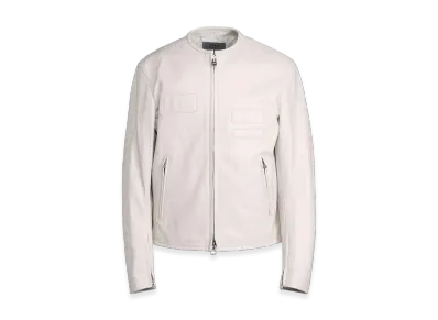 S'YTE Semi-Vegetable Tanned Sheep Leather Collarless Motorcycle Jacket "White"