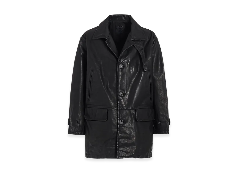 S'YTE Buffalo Washed Leather Car Coat "Black"