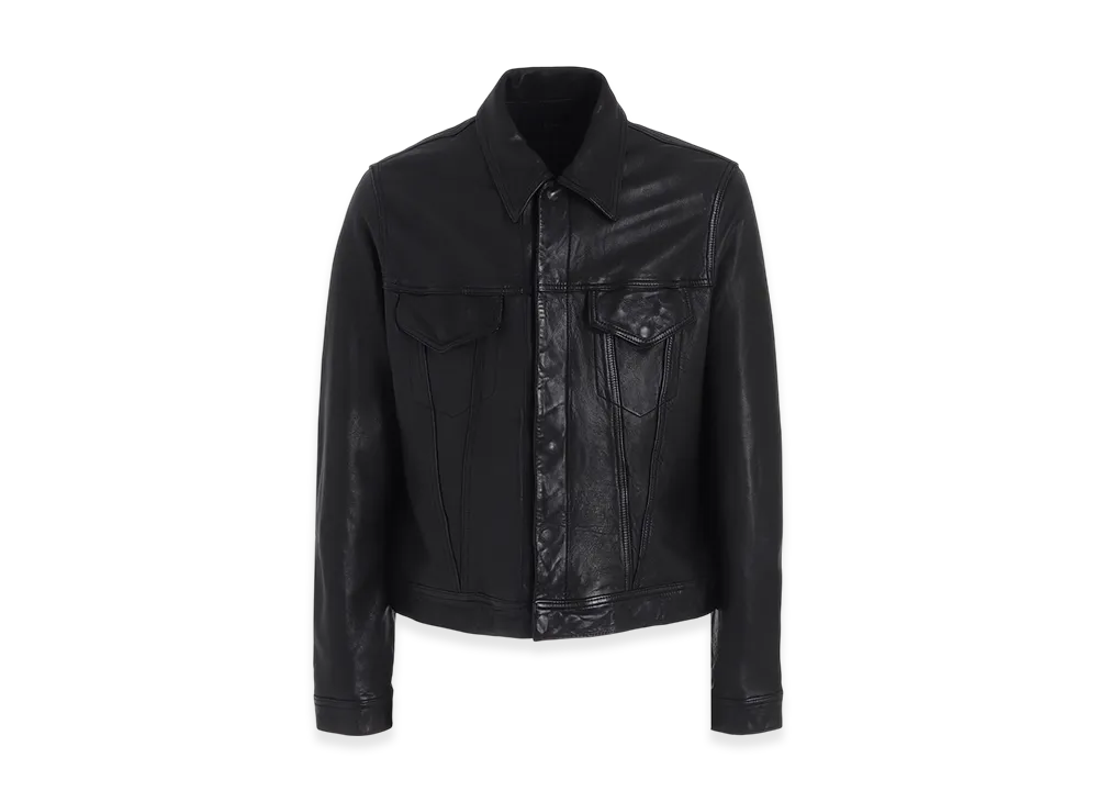 S'YTE Vegetable Tanned Sheep Leather Trucker Jacket "Black"