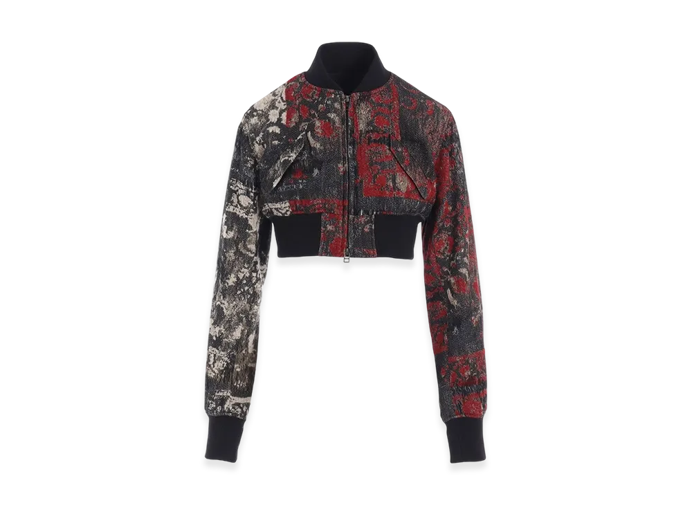 S'YTE Floral Jacquard Cropped Bomber Jacket "Red"