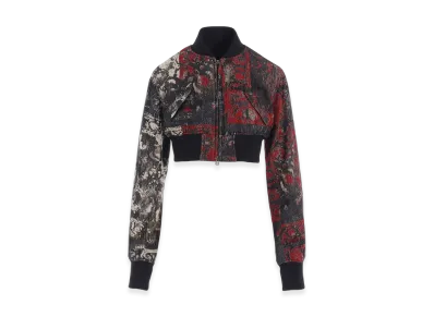 S'YTE Floral Jacquard Cropped Bomber Jacket "Red"