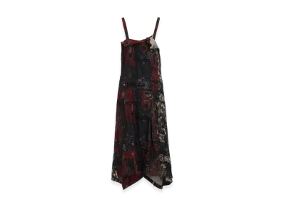 S'YTE Floral Jacquard Pleated Shoulder Strap Dress "Red"