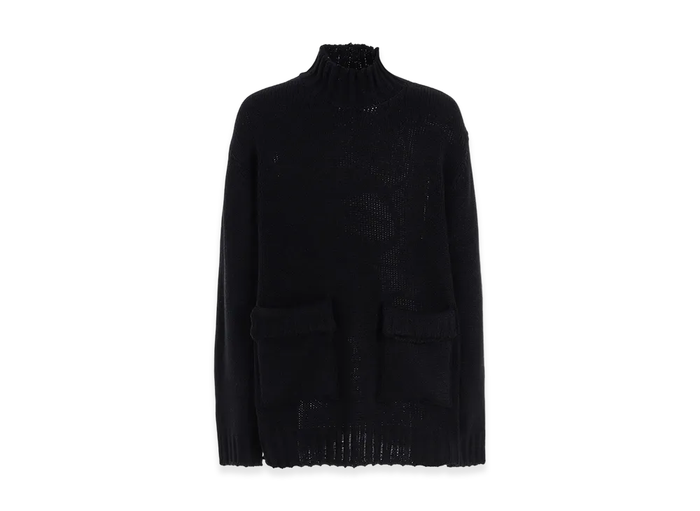 S'YTE Bulky Wool Big Pocket High Neck Knit "Black"
