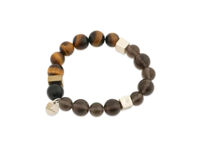 S'YTE Tiger's Eye Smoky Quartz Brass Bracelet "Brown"