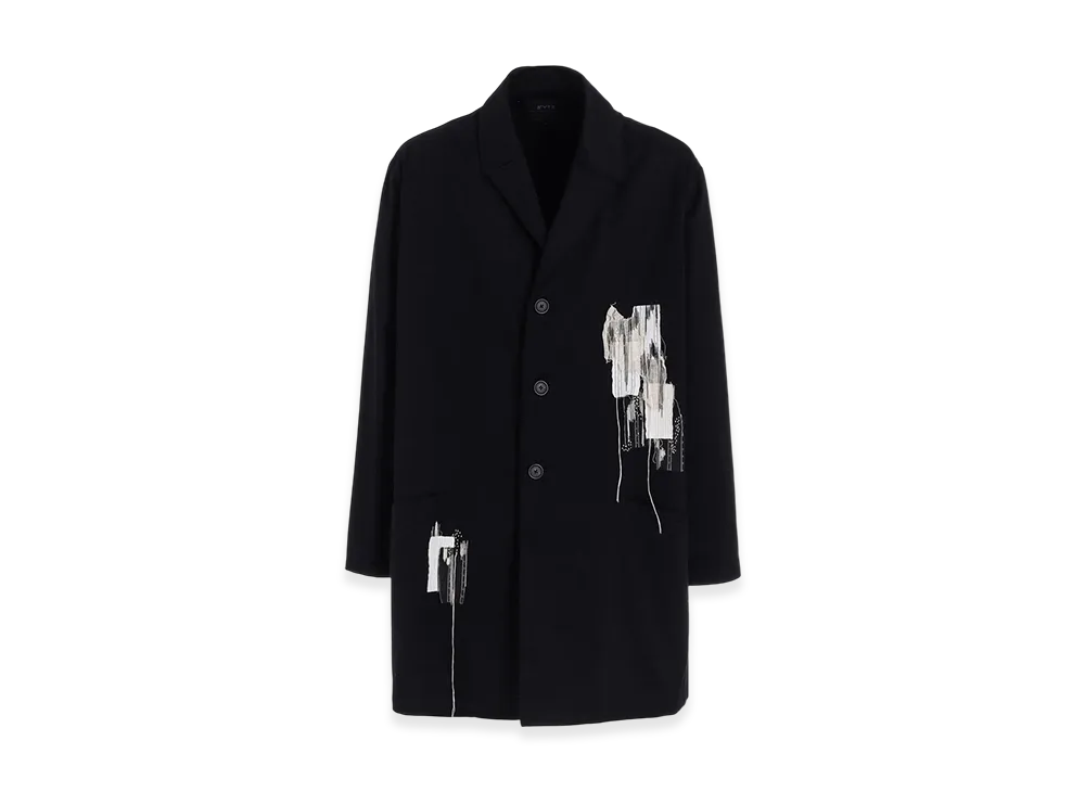 S'YTE Cotton Twill "Boro" Applique Long Jacket "Black"