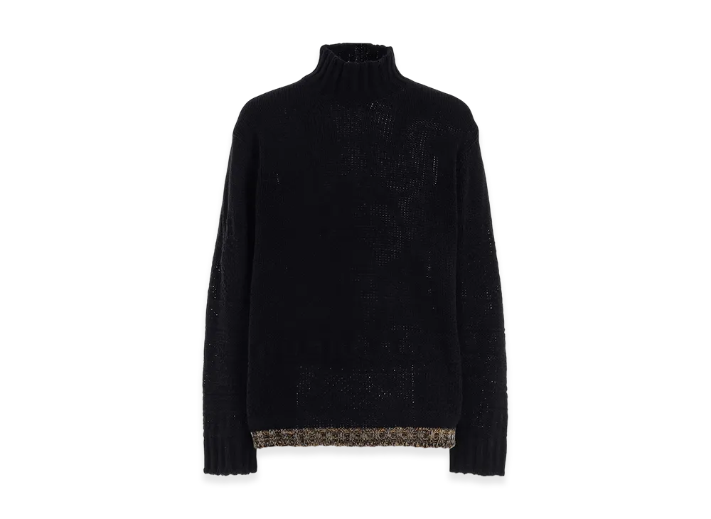 S'YTE Bulky Wool Lynx High Neck Knit "Black"