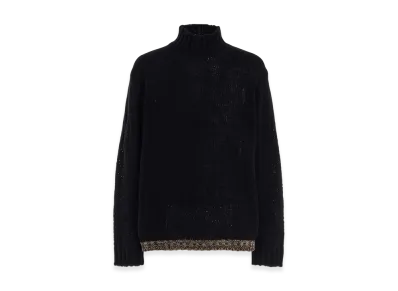 S'YTE Bulky Wool Lynx High Neck Knit "Black"