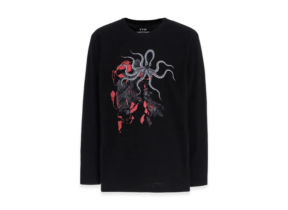 S'YTE Octopus Graphic Long-Sleeved T-Shirt "Black"