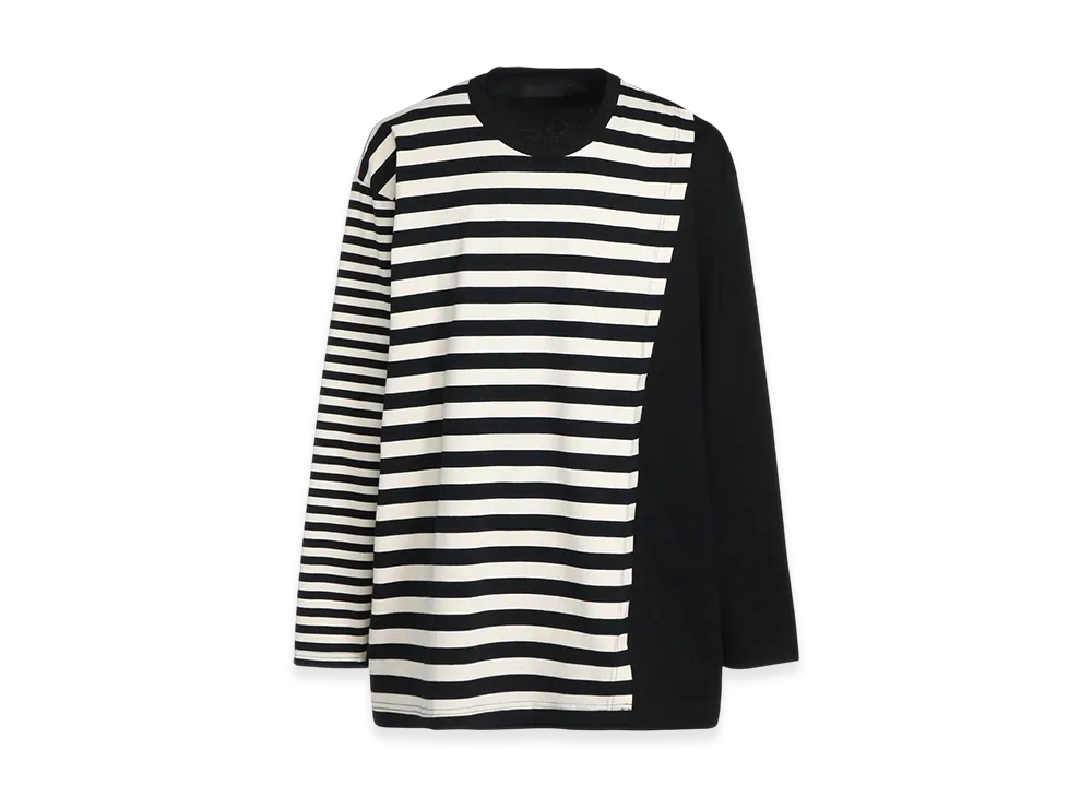 S'YTE Cotton Jersey Fused Stripe Layered Long-Sleeved T-Shirt "Beige/Black"