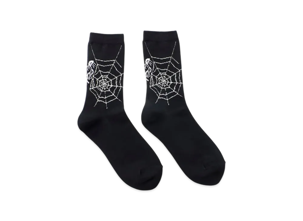 S'YTE Cotton Plain Stitch Spider Web Socks "Black"