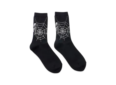 S'YTE Cotton Plain Stitch Spider Web Socks "Black"