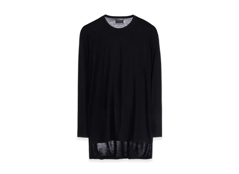 S'YTE Rayon Jersey Side Slit Long-Sleeved T-Shirt "Black"